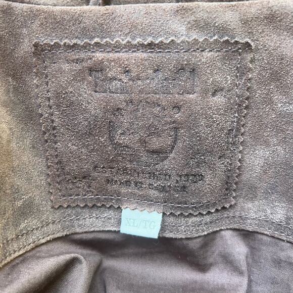 Y2K Timberland Suede Leather Cowboy Chore Coat Chocolate Brown Coat Jacket XL - Picture 9 of 10